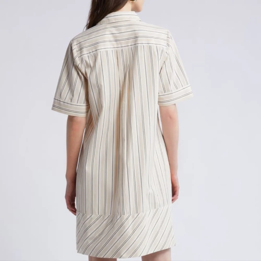 Nordstrom Striped Beige And White Button Up‎ Dress Size Small